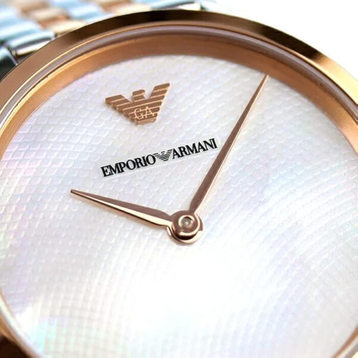 Emporio Armani Modern Slim Analog Mother of Pearl Dial Two Tone Steel Strap Watch For Women - AR11157 - Image 4